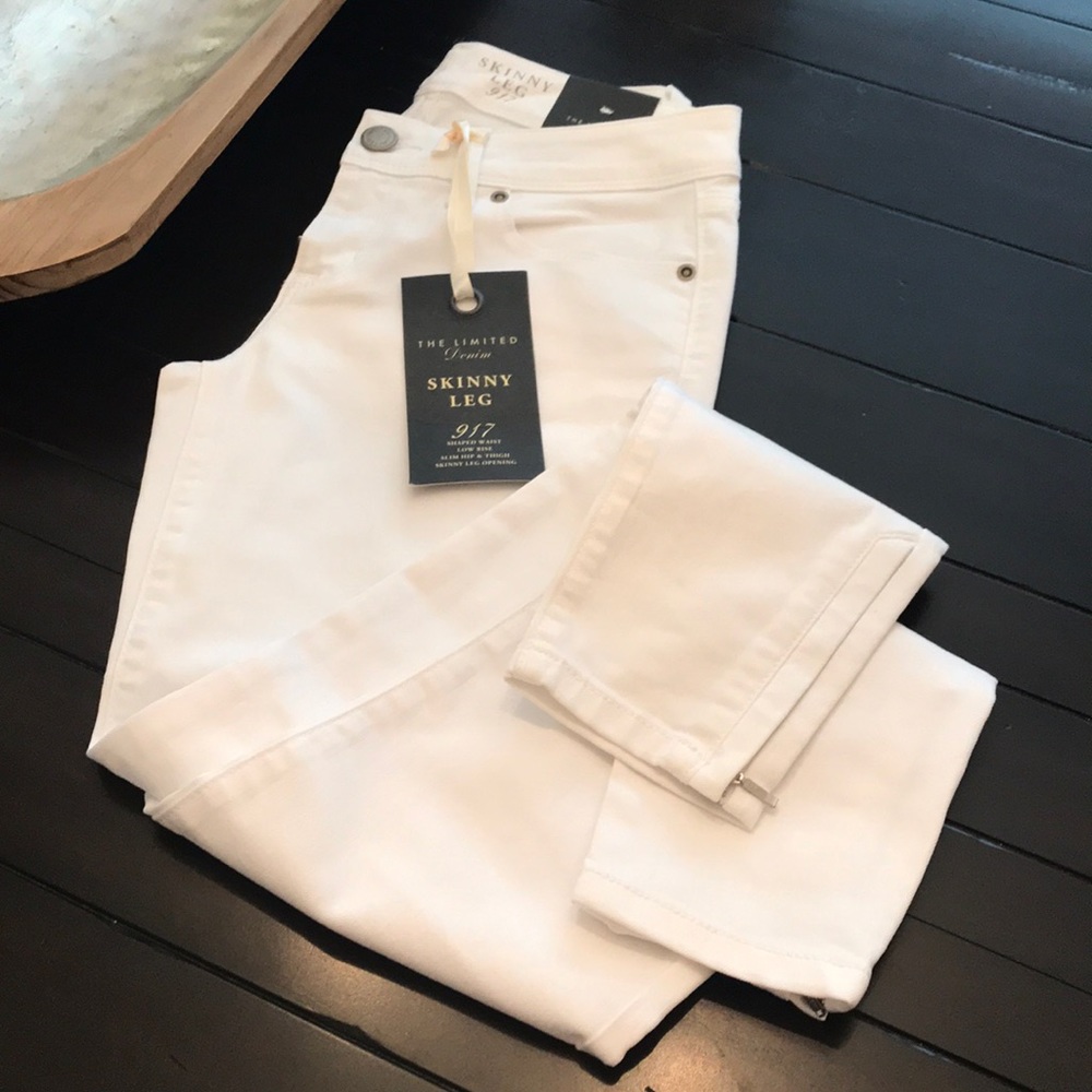 The Limited white denim skinny jeans